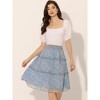 Allegra K Women's Floral Print Smocked Elastic Waist Midi Flowy Tiered Ruffle Skirt - 2 of 4