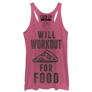 Women's CHIN UP Will Work Out for Food Racerback Tank Top - 1 of 3