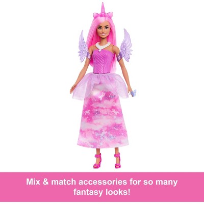 Детские куклы Barbie Advent Calendar with Doll & 24 Surprise Toy Accessories Including Unicorn & Pets, Transform Fashion Doll into Mermaid, Fairy & More — фото 2