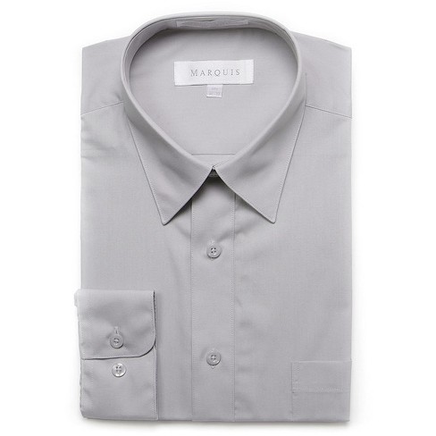 Men's Dress Shirt Long Sleeves Fancy Woven with Cuff Links | WS-100-Silver WS-100 / Silver / XXXL