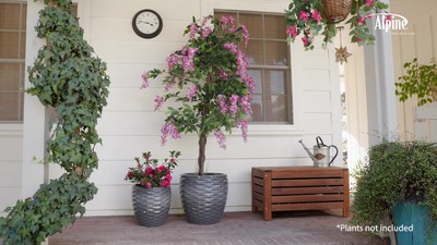 Set of 2 Speckled Blue Polystone Wave Planters