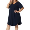 Agnes Orinda Women's Plus Size Solid V Neck Short Sleeve Lace Trim Hem Nightgowns - 2 of 4