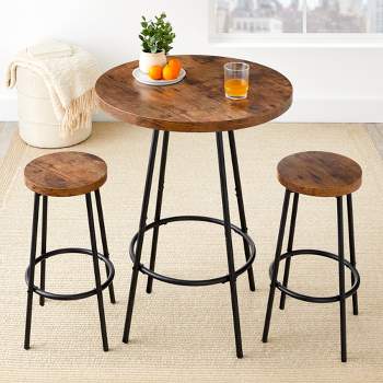 Best Choice Products 3-Piece Bistro Set, Modern Round Counter Height Dining Set w/ 2 Stools, Metal Frame
