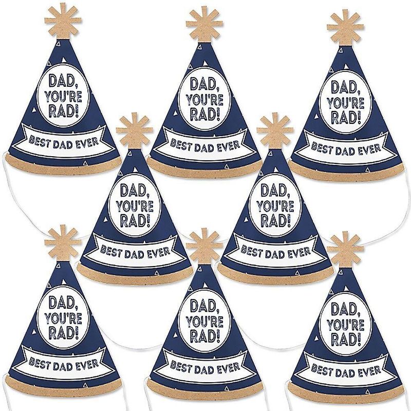 Discontinued Big Dot of Happiness My Dad is Rad - Mini Cone Father's Day Hats - Small Little Party Hats - Set of 8, 1 of 8