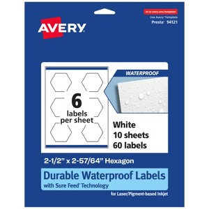 Avery Durable Waterproof Hexagon Labels with Sure Feed, 2-1/2" x 2-57/64" - 1 of 4