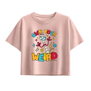 Girls' - Disney - Own Your Weird Forky Short Sleeve Boxy Graphic T-Shirt - 1 of 2
