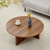 Chic Crate - Create a Fusion of Modern & Nordic Styles with a Walnut-Finished MDF Round Coffee Table - 31.5*31.5*13.98 Inches - 2 of 4
