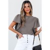 Amaryllis Women's Textured Knit Blouse Flutter Sleeve Relaxed Fit Crew Neck Chic Versatile Casual Everyday Top - 3 of 4