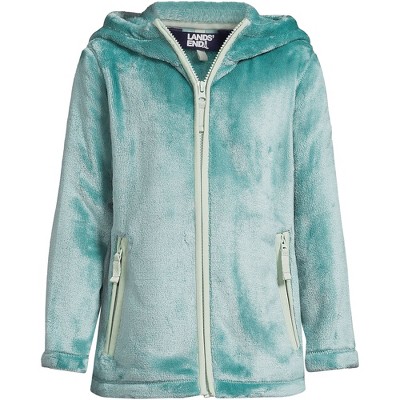 Lands End Kids Girls Blue Fleece Hooded Full Zip Jacket Size M(8-10)