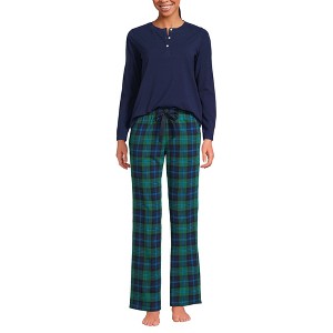 Lands' End Women's Petite Knit 2 Piece Pajama Set - Long Sleeve Top and Pants - 1 of 4