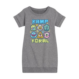 Girls' - SpongeBob SquarePants - Kamp Koral Kamp Koral Patches Graphic Short Sleeve Fleece Dress - 1 of 4