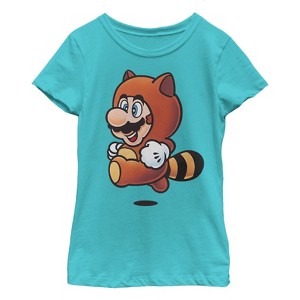 Girl's Nintendo Tanooki Racoon Mario T-Shirt - 1 of 3
