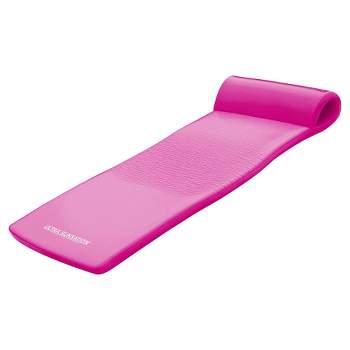 TRC Recreation Ultra Sunsation 2.5” Thick Vinyl Coated Foam Swimming Pool Float Mat Adult Lounger with Built-In Roll Pillow, Pink