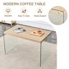 FURNIinspire Dining Tables Dining Table Coffee Table With Brown MDF Tabletop And Clear Tempered Glass Legs For Dining Room, Brown, 47"*28"*30" - 4 of 4