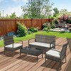 Outsunny Patio Porch Furniture Sets 4-PCS Rattan Wicker Chair w/ Table Conversation Set for Yard,Pool or Backyard Indoor/Outdoor Use - 2 of 4
