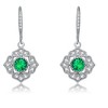 Guili Sterling Silver White Gold Plated Drop Earrings with Colored CZ in a Petal Flower Design, An Elegant and Romantic Touch for Any Stylish Outfit - 3 of 3