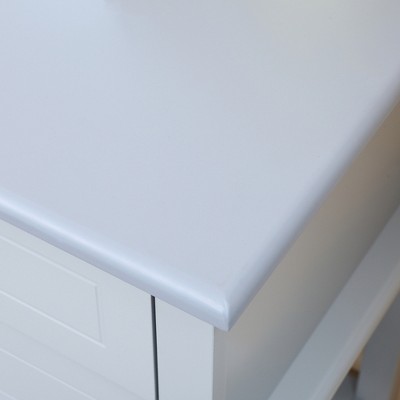 Light Gray MDF Side Table with Storage Drawers and Shelf
