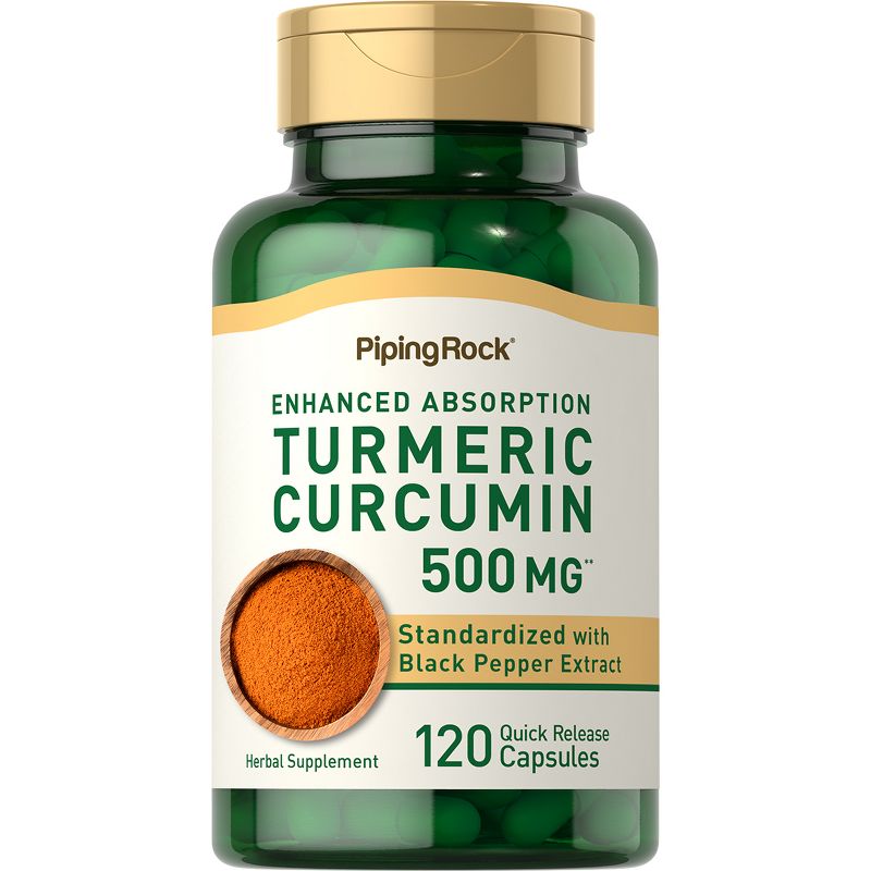 Piping Rock Turmeric Curcumin with Black Pepper 500 mg | 120 Capsules, 1 of 4