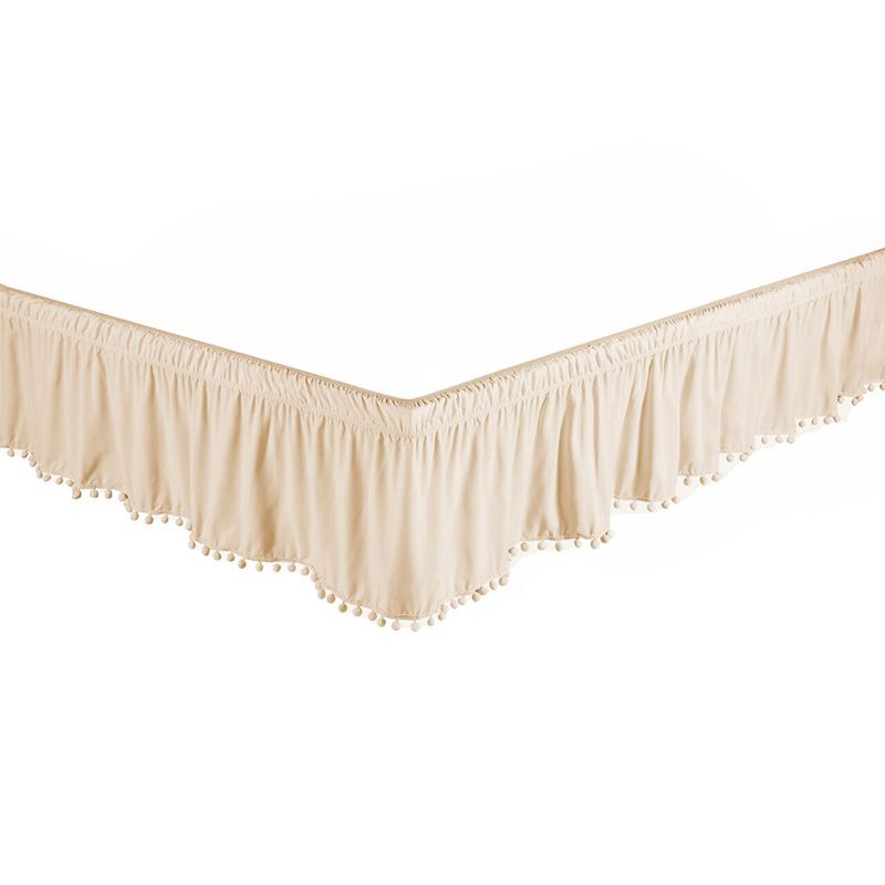 Legacy Decor Bed Skirt Dust Ruffle with Pom-Pom Fringe 100% Brushed Microfiber with 14” Drop, 1 of 3