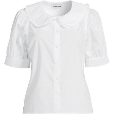 Lands' End Women's Easy Care Puff Sleeve Statement Collar Shirt