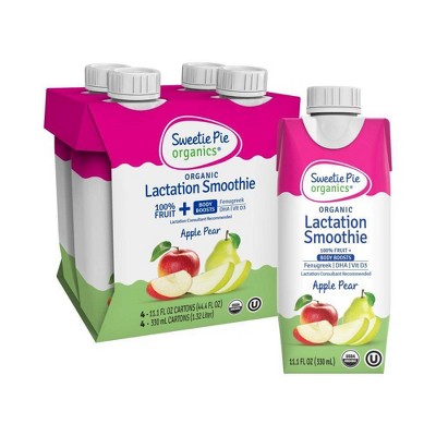 Sweetie Pie Organics Apple Pear Lactation Smoothie - 11.1 fl oz/4pk