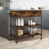 vidaXL Kitchen Trolley Smoked Oak 41.3 in.x16.5 in.x37.4 in. Engineered Wood - 4 of 4