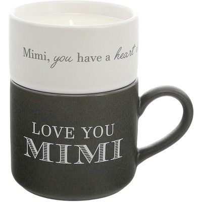 Pavilion Gift Company - Mimi - Stacking Mug and Candle Set 100% Soy Wax Scent: Tranquility - Flame Candles