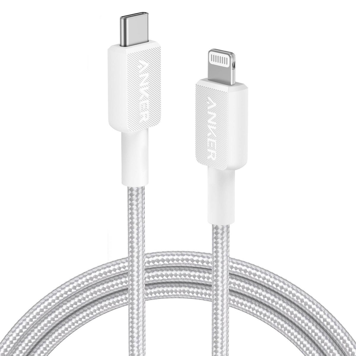 Anker 6' Braided Lightning to USB-C Fast Charging Cable - White: Quick Charge, Apple Connector, 6ft Length - thumbnail 2
