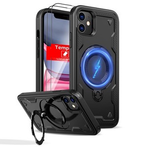 BONGEEK for iPhone XR Phone Case Support Magnetic Charging Military Grade Drop Protection Phone Cover-Rugged Durable Shockproof Protective-Black - 1 of 4