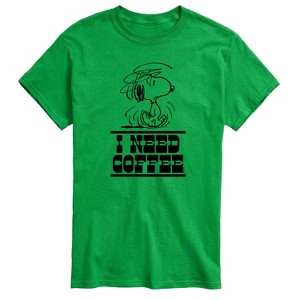 Men's - Peanuts - I Need Coffee Snoopy -Men's Short Sleeve Graphic T-Shirt Short Sleeve Graphic T-Shirt - 1 of 4