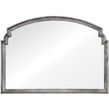Uttermost Scalloped Top Rectangular Vanity Accent Wall Mirror Vintage Antiqued Silver Frame 42" Wide Bathroom Bedroom Living Room