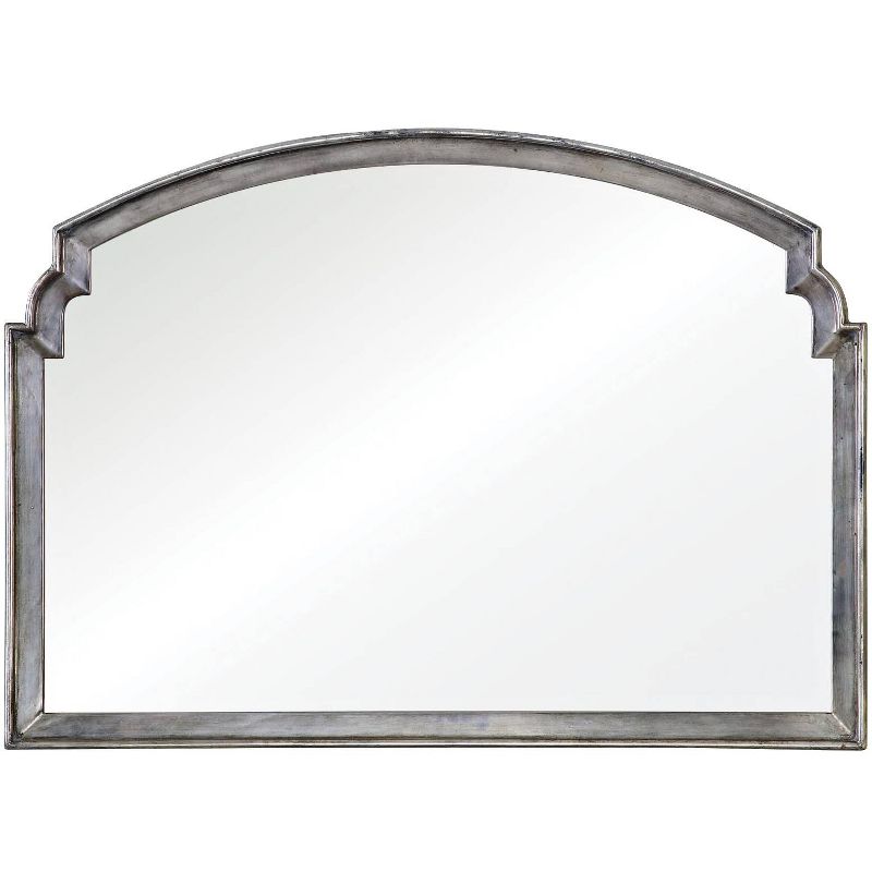 Uttermost Scalloped Top Rectangular Vanity Accent Wall Mirror Vintage Antiqued Silver Frame 42" Wide Bathroom Bedroom Living Room, 1 of 2