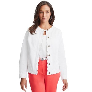 Jessica London Women's Plus Size Scalloped Denim Jacket - 1 of 4