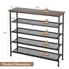 Shoe Rack 5-Tier Shoe Storage Organizer W/4 Metal Mesh Shelves for 16-20 Pairs - image 4 of 4