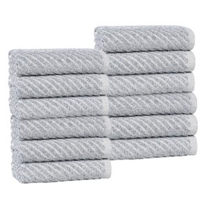 Viscose Cotton Blend Medium Weight Soft Textured Diagonal Ribbed Towel Set by Blue Nile Mills - 1 of 4