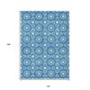 Denim Blue And Ivory Floral Medallion Washable Indoor Outdoor Area Rug - 3 of 4