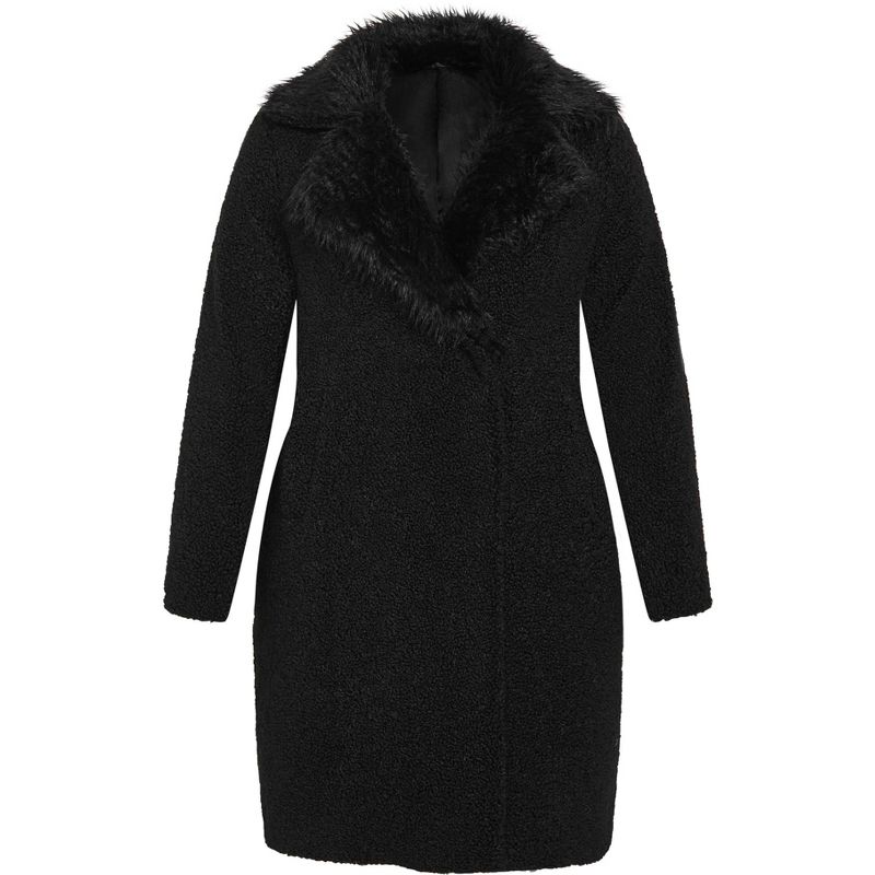 Women's Plus Size Teddy Faux Fur Jacket - black | AVEOLOGY, 3 of 4