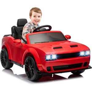 Coucheta Licensed Dodge Challenger Kids Electric Car, 12V Battery Powered Ride On Car with Parent Remote Control, LED Headlights & Music - 1 of 4