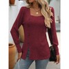 Womens 2025 Dressy Sweaters Tops Casual Fall Square Neck Button Down Side Split Tunics - 4 of 4