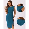 Allegra K Women's Round Neck Slim Fit Sleeveless Split Work Sheath Dresses - 2 of 4