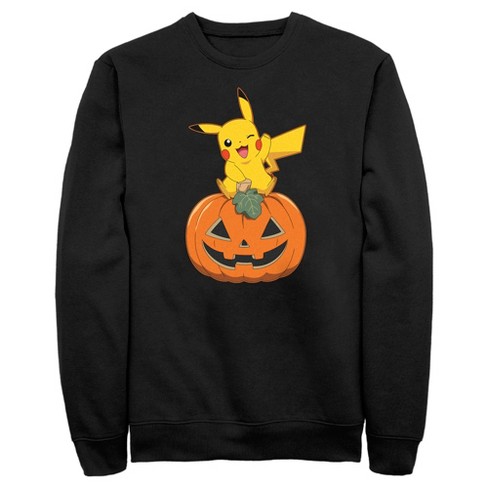 Men's Pokemon Halloween Jack-o'-lantern Pikachu Sweatshirt - Black - X  Large : Target