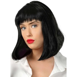 HalloweenCostumes.com One Size Fits Most Women Women's Pulp Fiction Mia Wallace Costume Wig | Adult Wigs, Black - 1 of 3
