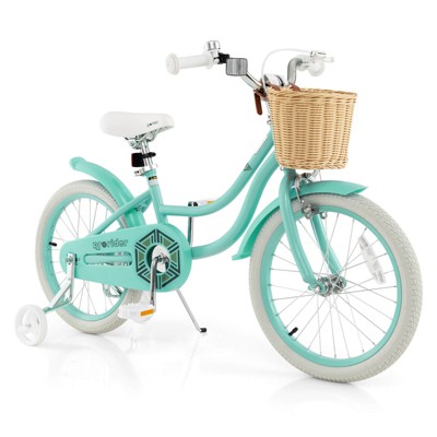 Prorider 18" Kid's Bike with Training Wheels Adjustable Handlebar Seat Handbrake Blue/Green/Pink
