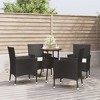 vidaXL Patio Bistro Set with Cushions Outdoor Wicker Furniture Poly Rattan - Black and Cream - 2 of 4