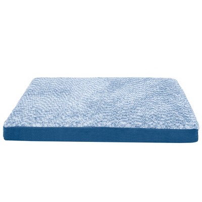 Large Marine Blue Faux Fur and Suede Orthopedic Dog Bed