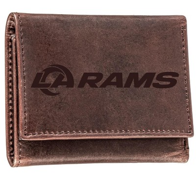 Evergreen NFL Los Angeles Rams Brown Leather Trifold Wallet Officially Licensed with Gift Box