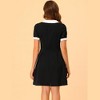 Allegra K Women's Fit and Flare Contrast Color Bowtie Neck Dress - 3 of 4