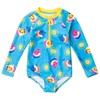 Pinkfong Baby Shark Girls Zip Up One Piece Bathing Suit Toddler - 3 of 4