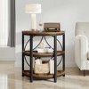Lirago Brown Half-Round 3-Tier Side Table or End Table Rustic Wood and Black Metal Frame for Storage and Decor 25.98"H - 2 of 4