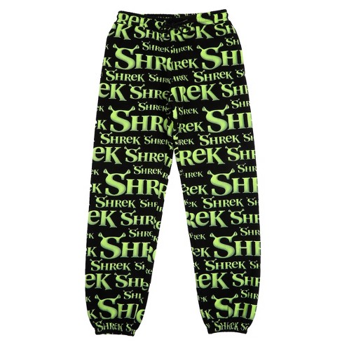 Shrek Logo All-over Print Adult Black Sweatpants-l : Target